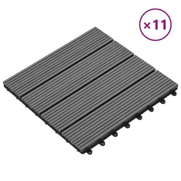 vidaXL Plăci pentru Deck 11 pcs Gri 30 x 30 cm Lemn compozit