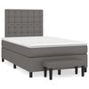 vidaXL Pat box spring cu saltea, gri, 120x190 cm, piele ecologică