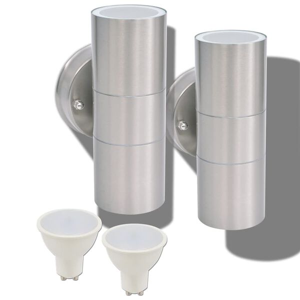 vidaXL Aplică LED perete exterior 2 buc, oțel inoxidabil, sus/jos