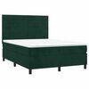 vidaXL Pat box spring cu saltea, verde &icirc;nchis, 140x190 cm, catifea