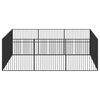 vidaXL Țarc pentru c&acirc;ini cu 12 panouri, negru, oțel galvanizat