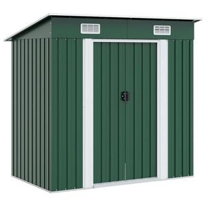 vidaXL Magazie de grădină din metal verde