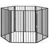 vidaXL Poartă pentru c&acirc;ini 6 pcs Negru 80 x 100 cm Oțel Galvanizat