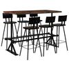vidaXL Set mobilier de bar, 7 piese, multicolor, lemn masiv reciclat