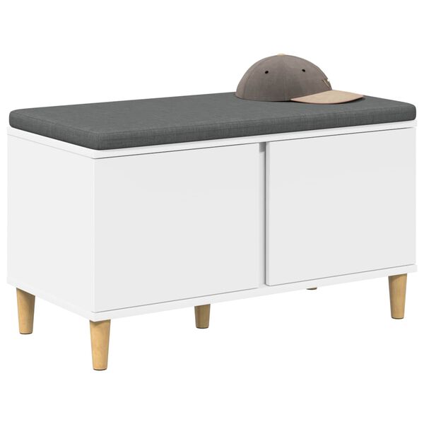 vidaXL Bancă pentru hol cu pernă cu depozitare Alb 60 x 38 x 46 cm