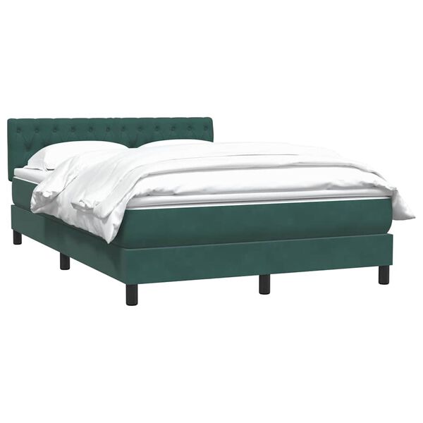 vidaXL Pat box spring cu saltea, verde &icirc;nchis, 160x220 cm, catifea