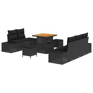vidaXL Set de canapele pentru grădină cu pernă 8 pcs Negru Rattan poli