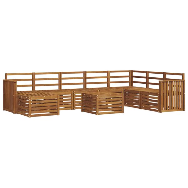 vidaXL Set canapea sectională 9 pcs natural Lemn Solid de Acacia
