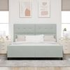 vidaXL Pat cu arcuri cu headboard Gri deschis 180 x 200 cm Catifea