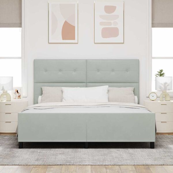 vidaXL Pat cu arcuri cu headboard Gri deschis 180 x 200 cm Catifea