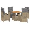 vidaXL Set mobilier de grădină cu perne, 5 piese, bej, poliratan