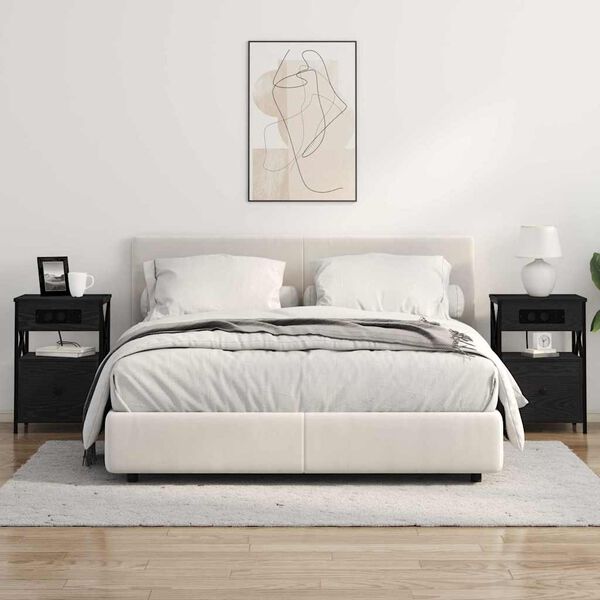 vidaXL Dulap de noapte Stejar Negru 40 x 31 x 60 cm Lemn compozit