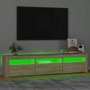 vidaXL Comodă TV cu lumini LED, stejar sonoma, 180x35x40 cm