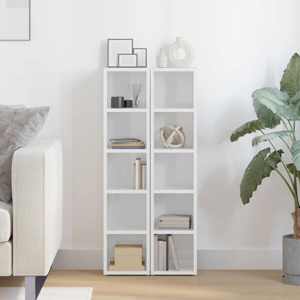 vidaXL Dulapuri CD-uri, 2 buc. alb extralucios, 21 x 16 x 93,5 cm, PAL