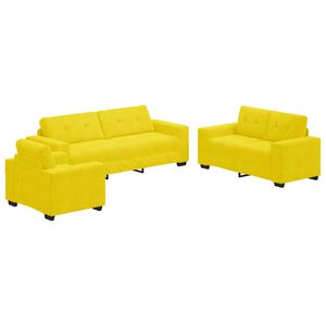 vidaXL Set de canapea 3 buc. Galben Catifea