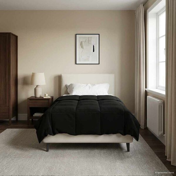 vidaXL Duvet complet pe tot parcursul anului Patos Negru 135 x 220 cm