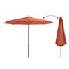 vidaXL Umbrelă de soare de exterior, st&acirc;lp lemn, cărămiziu, 350 cm
