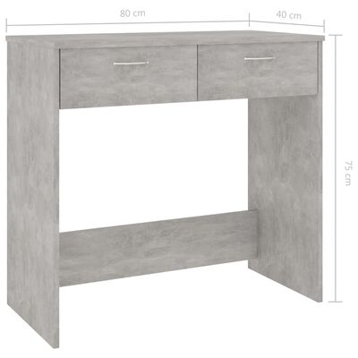 vidaXL Birou, gri beton, 80 x 40 x 75 cm, PAL