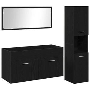 vidaXL Set de mobilier pentru baie 3 pcs Stejar Negru Lemn compozit