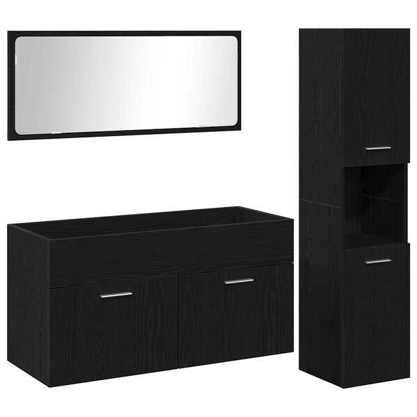 vidaXL Set de mobilier pentru baie 3 pcs Stejar Negru Lemn compozit