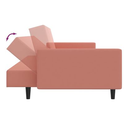 vidaXL Canapea extensibilă cu 2 locuri, roz, catifea