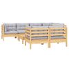 vidaXL Set mobilier de grădină cu perne gri, 8 piese, lemn masiv pin
