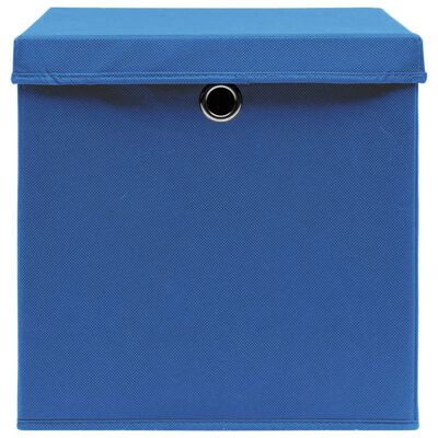 vidaXL Cutii depozitare cu capac, 4 buc., albastru, 28x28x28 cm