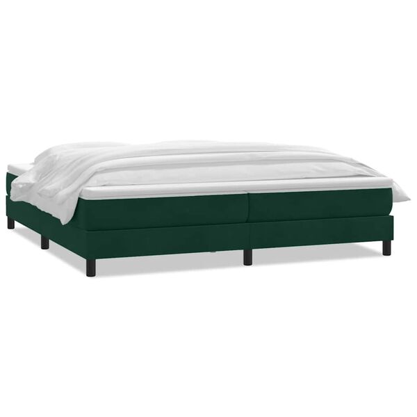 vidaXL Pat box spring cu saltea, verde &icirc;nchis, 180x210 cm, catifea