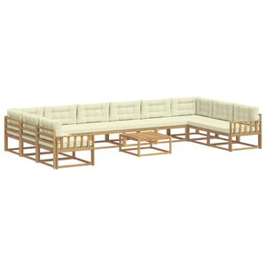 vidaXL Set de canapele de exterior 11 buc. 10-Locuri Alb și crem