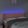 vidaXL Tăblie de pat cu LED, roz, 147x16x78/88 cm, catifea