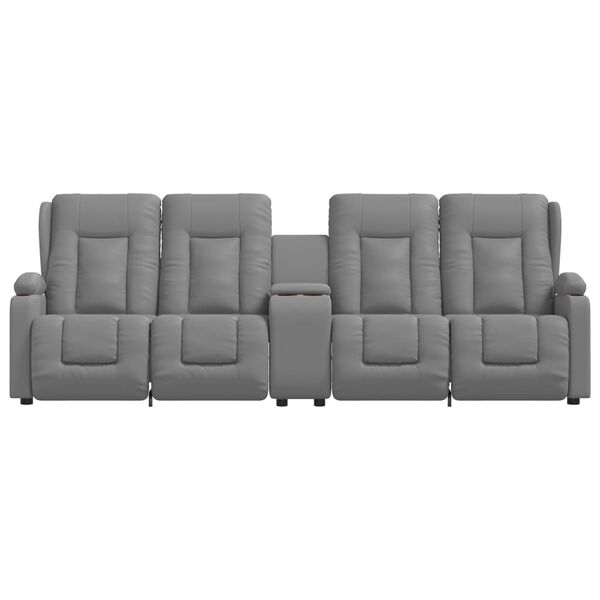 vidaXL Fotoliu masaj rabatabil 4 locuri/suport pahar, gri, piele eco