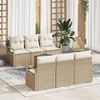 vidaXL Set de canapele pentru grădină cu pernă 7 pcs Bej Rattan poli