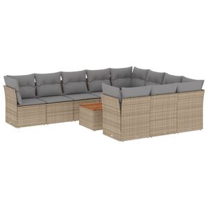 vidaXL Set canapele de grădină cu perne, 11 piese, bej, poliratan