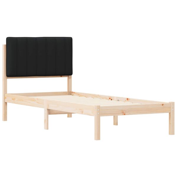 vidaXL Cadru de pat cu tăblie tapițată cu headboard Negru 75 x 190 cm