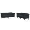 vidaXL Set canapea 2 piese, negru, catifea