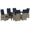 vidaXL Set de masă pentru grădină cu pernă 7 pcs Negru Rattan poli