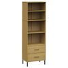vidaXL Bibliotecă cu 2 sertare OSLO, maro, 60x35x180 cm, lemn masiv
