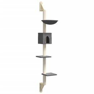 vidaXL Ansamblu pisici perete cu st&acirc;lp zg&acirc;riere, gri &icirc;nchis, 187 cm