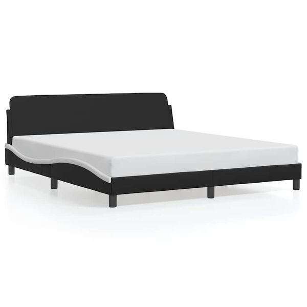 vidaXL Cadru de pat Dover negru și alb 180x200cm piele artificială