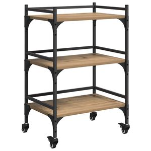 vidaXL Troler de Bucătărie Stejar Artizanal 50 x 35 x 75.5 cm