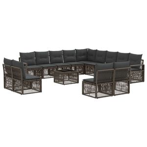 vidaXL Set de canapele pentru grădină 14 pcs Gri poliratan