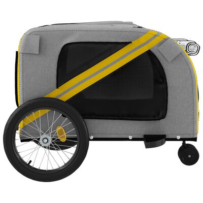 vidaXL Remorcă bicicletă animale companie, galben/gri, oxford/fier