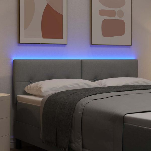 vidaXL Tăblie LED cu lumini cu bandă LED Gri deschis 144 cm Poliester