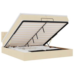 vidaXL Cadru de pat otoman cu saltea crem 200x200 cm stofa