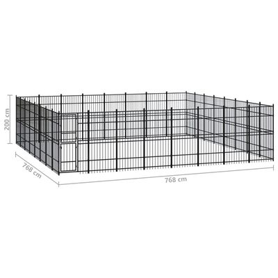 vidaXL Padoc pentru câini de exterior, 58,98 m², oțel