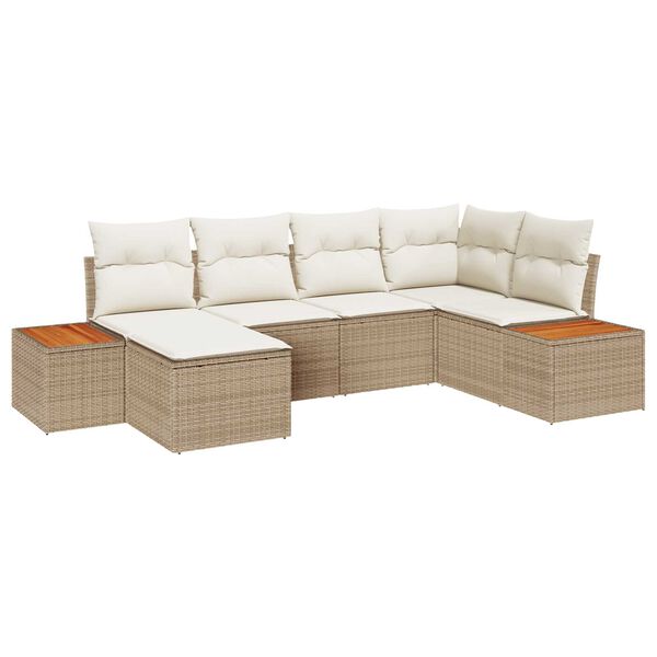 vidaXL Set de canapele pentru grădină 6 pcs Bej și crem Poli Rattan