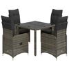 vidaXL Set bistro de grădină cu perne, 5 piese, gri, poliratan