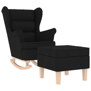 vidaXL Scaun balansoar cu taburet, Negru, material textil