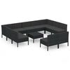 vidaXL Set mobilier de grădină cu perne, 12 piese, negru, poliratan