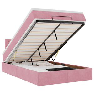 vidaXL Pat otoman cu saltea, roz, 120x190 cm, catifea